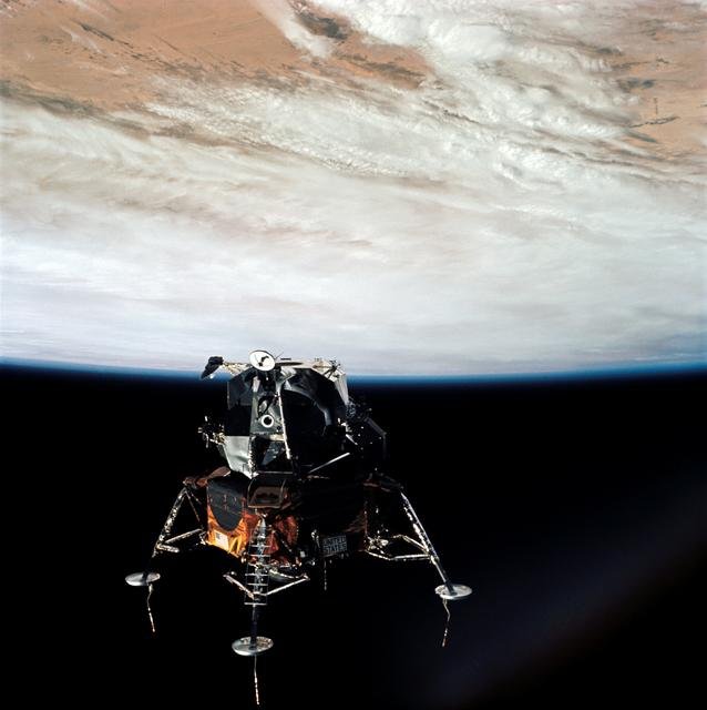 Apollo 9 Lunar Module in lunar landing configuration