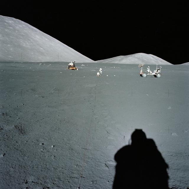 Wide-angle view of Apollo 17 lunar landing site