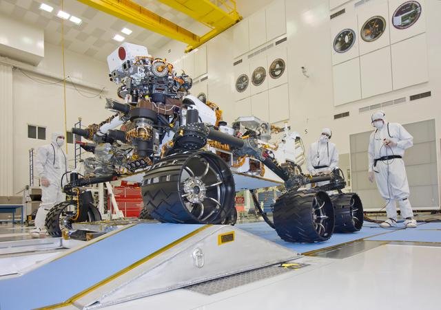 Mars Rover Curiosity with Wheel on Ramp