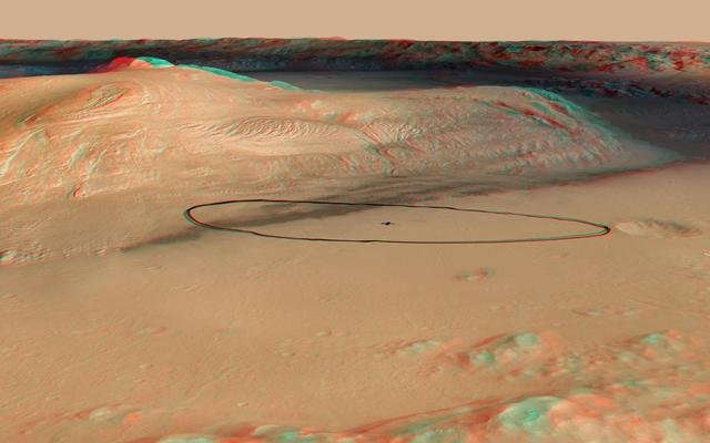 Landing Target for Mars Rover Curiosity, in Stereo