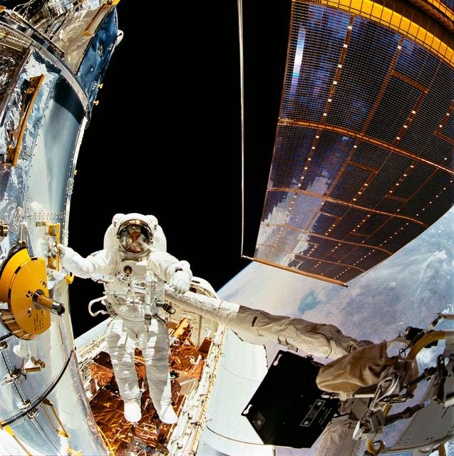 Astronaut Story Musgrave during first of five Hubble Space Telescope EVAs