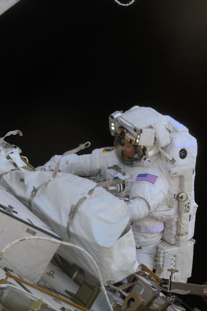 NASA astronaut Nichole Ayers is pictured during a spacewalk