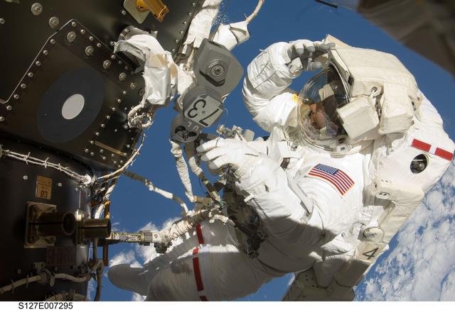 Marshburn during EVA-2 on STS-127 / Expedition 20 Joint Operations